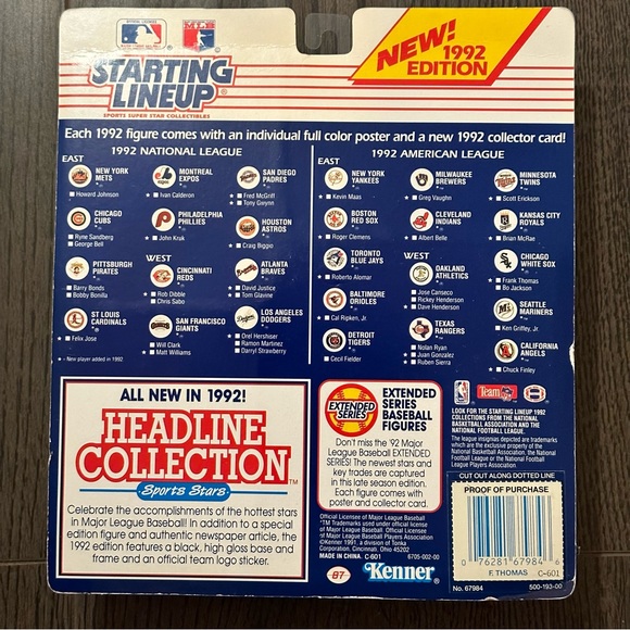 MLB Starting Lineup Lot - 1988 Roger Clemens - 1992 George Bell and Frank Thomas - Picture 7 of 7